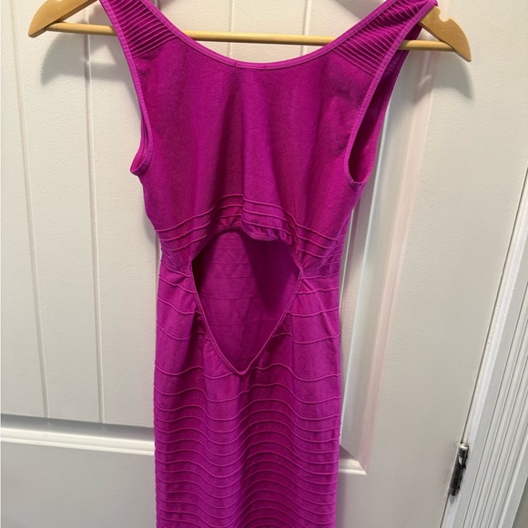 Bebe Bright Fuchsia Cutout Bandage Dress – Size M/L | Stretchy Fit | Party Ready - Picture 4 of 4